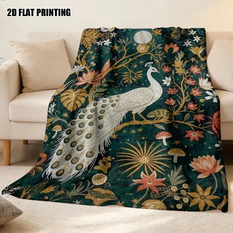 Peacock Watercolor Throw