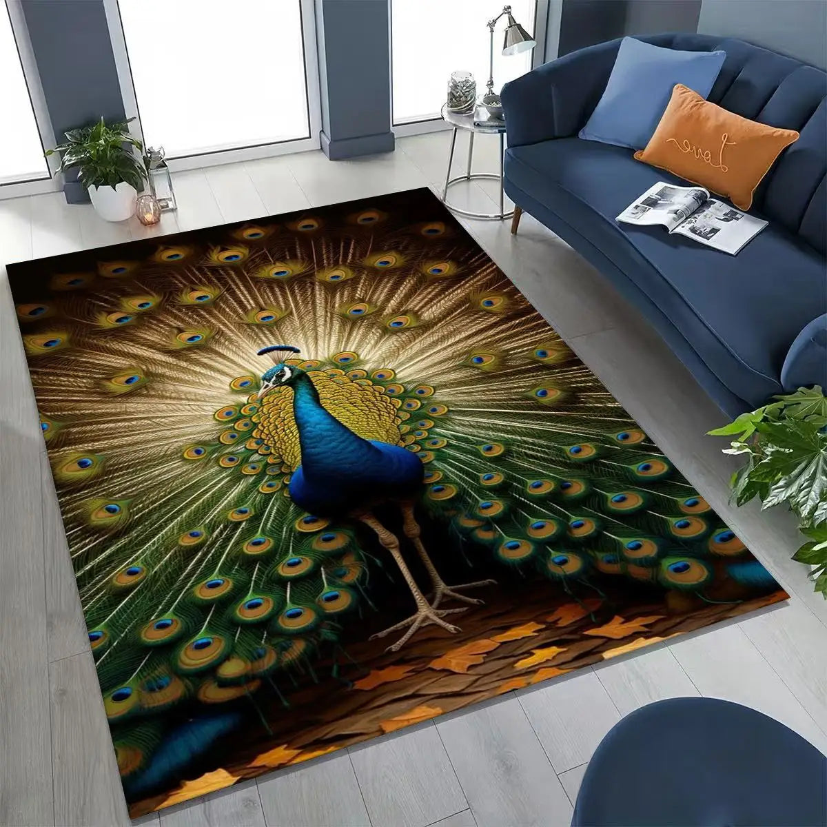 Colorful Peacock Birds Rug