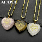 Pink Love Heart Crystal Hebrew Star of David Pendant Necklace