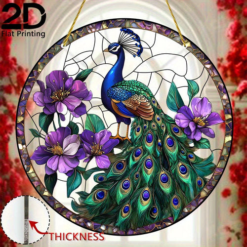 2D Flat, 1pc Vibrant Peacock Suncatcher