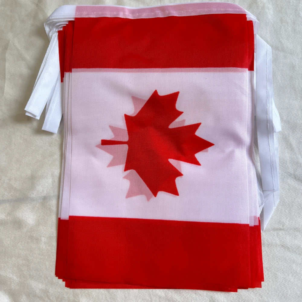 Canada  Flag 14x21cm Size 20 pieces National Flag Lines Hang On One Rope Canada Buntings  String Maple Banner Flags  Quality Pol