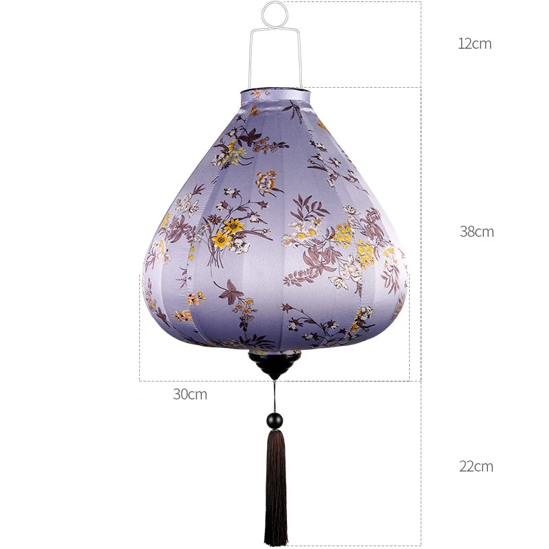 Chinese Silk Ancient Style Floral Hanging Lantern
