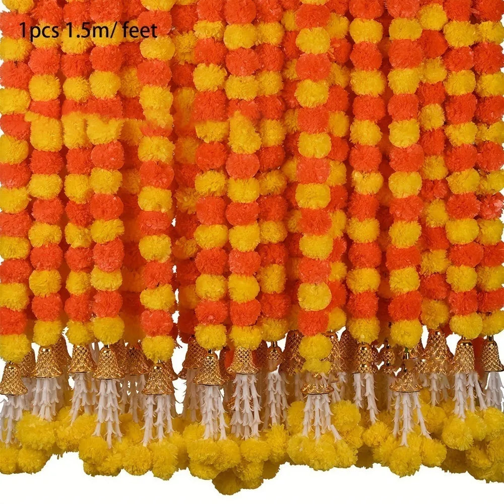 Artificial Marigold Flowers Day of The Dead, and Diwali Home Decor