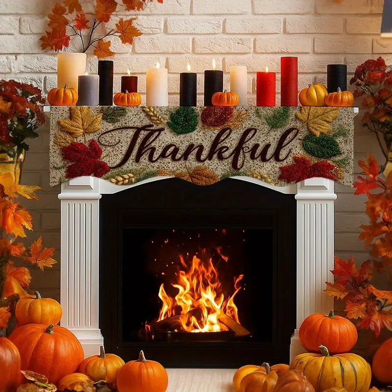 Fall Mantel Scarf Harvest Maple Leaf Fireplace Top Runner