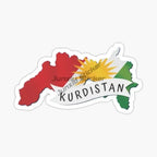 Kurdistan Map National Flag and Emblem Sticker