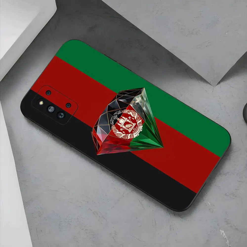 جراب هاتف علم دولة أفغانستان لهواتف Samsung S26 S25 Edge S24 S23 S22 Ultra Plus Fe A57 A37 A17 A56 5G غطاء سيليكون