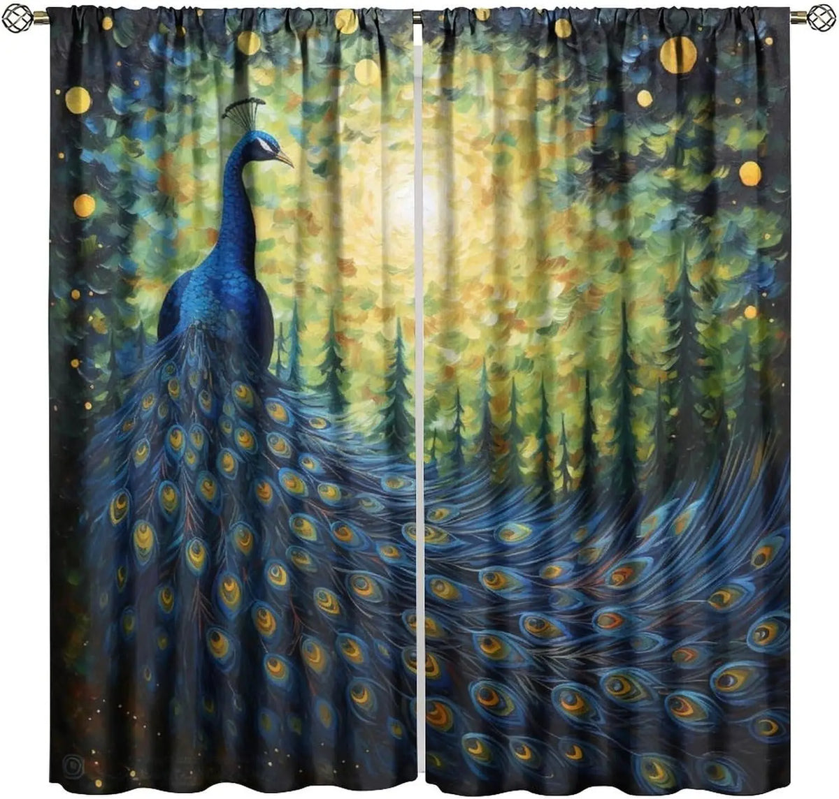 Peacock Curtains Set
