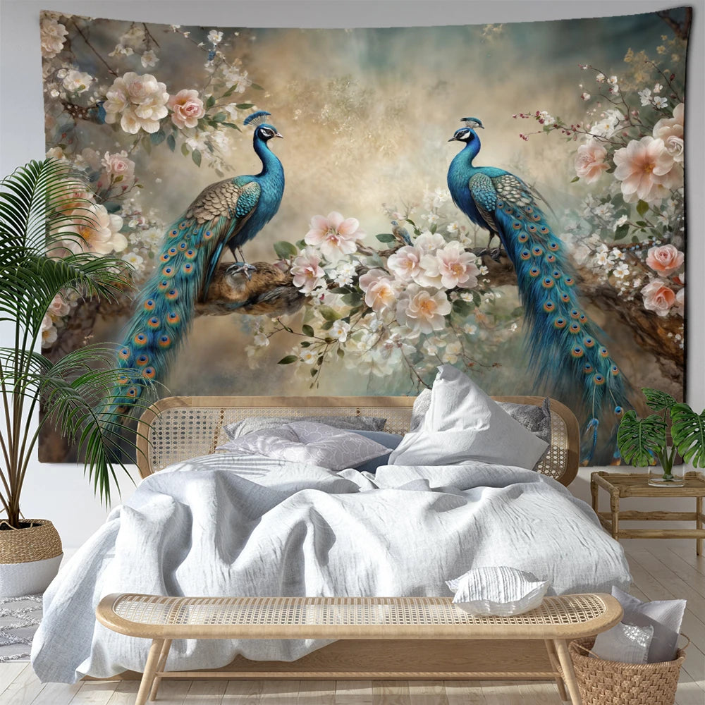 Vintage Peacock Tapestry