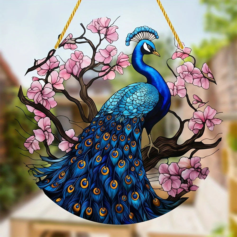 Colorful Peacock Sun Catcher-Indoor/Outdoor