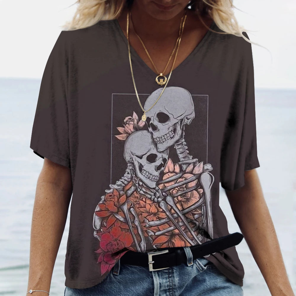 Skulls T-shirt Women's Short Sleeve, Day of the Dead