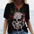 Skulls T-shirt Women's Short Sleeve, Day of the Dead