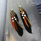 Tassel Dangling Earrings Colorful Feather