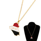 Iraq Country Map Flag Necklace