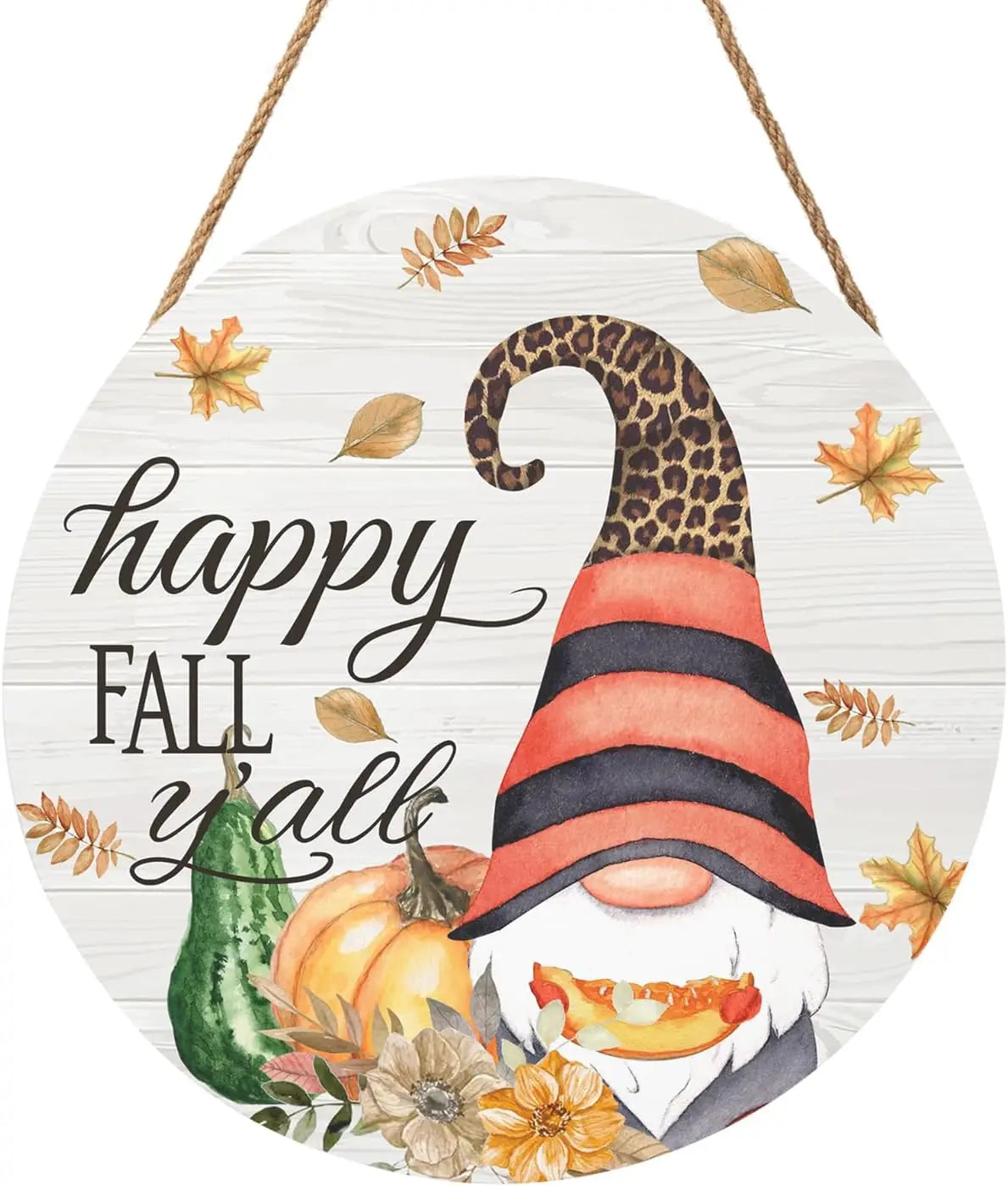 Hello Autumn Maple Leaf Pumpkin Sign