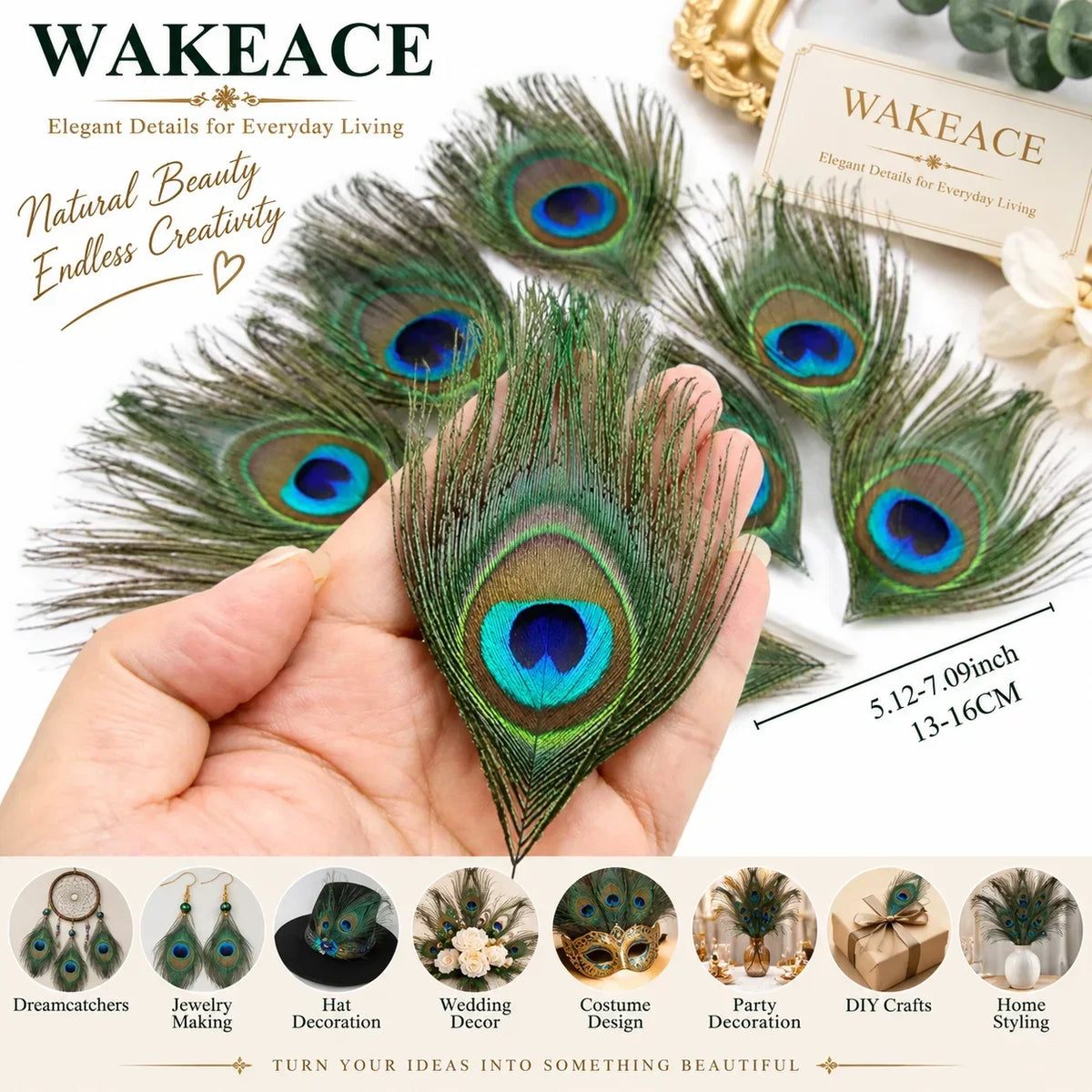 Artificial peacock feathers