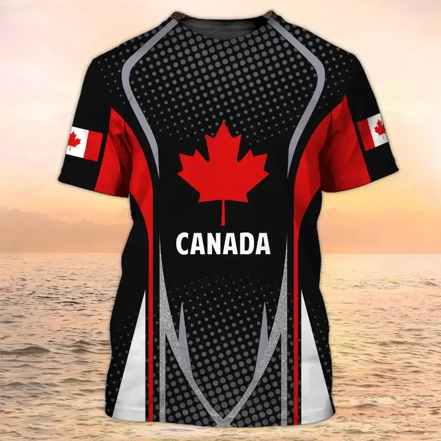 Canada Flag Maple Leaf Printed T-shirt Men & Women Fashion Sports Streetwear Short Sleeved T Shirt Kids Canadian Football Jersey