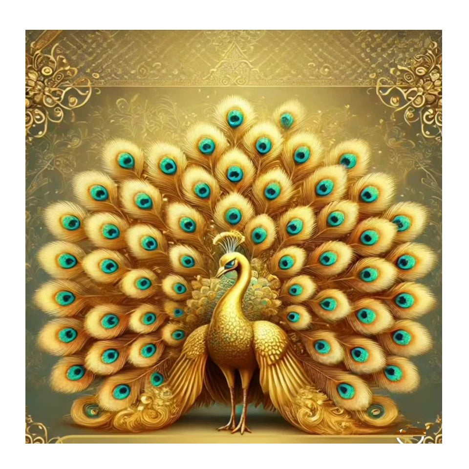 Golden Peacock Diamond Art