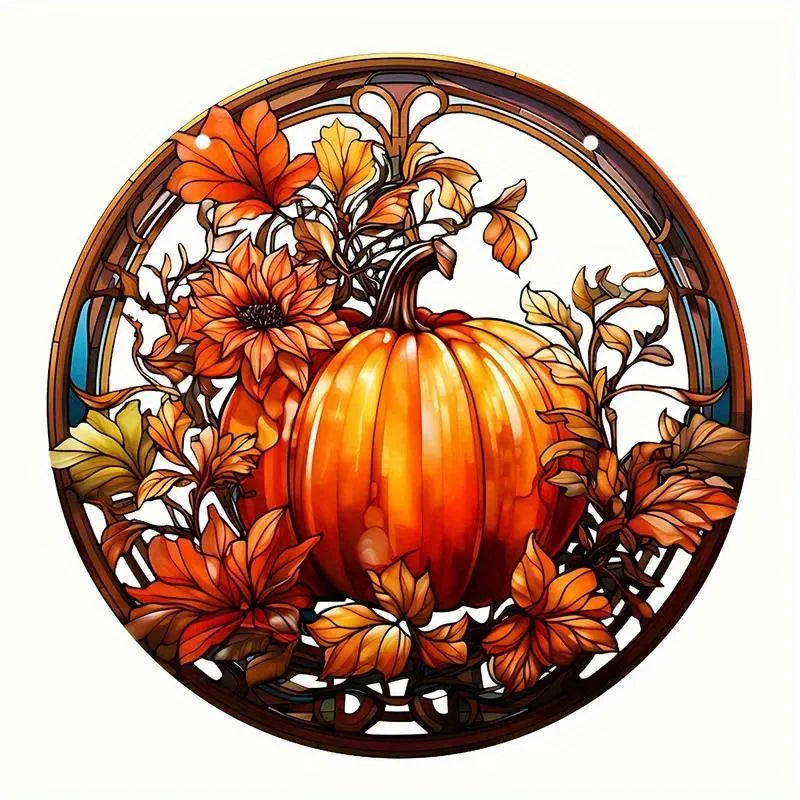 Vibrant Fall Pumpkin Acrylic Window Hanging Sun Catcher