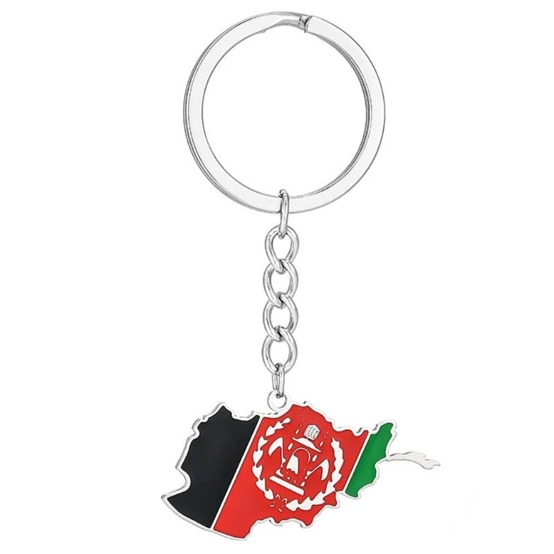 سلسلة مفاتيح على شكل علم أفغانستان، قلادة خريطة البلاد، سلسلة مفاتيح مجوهرات عتيقة للنساء والرجال Y2K، حلقة مفاتيح للسيارة، ديكور حقيبة الظهر