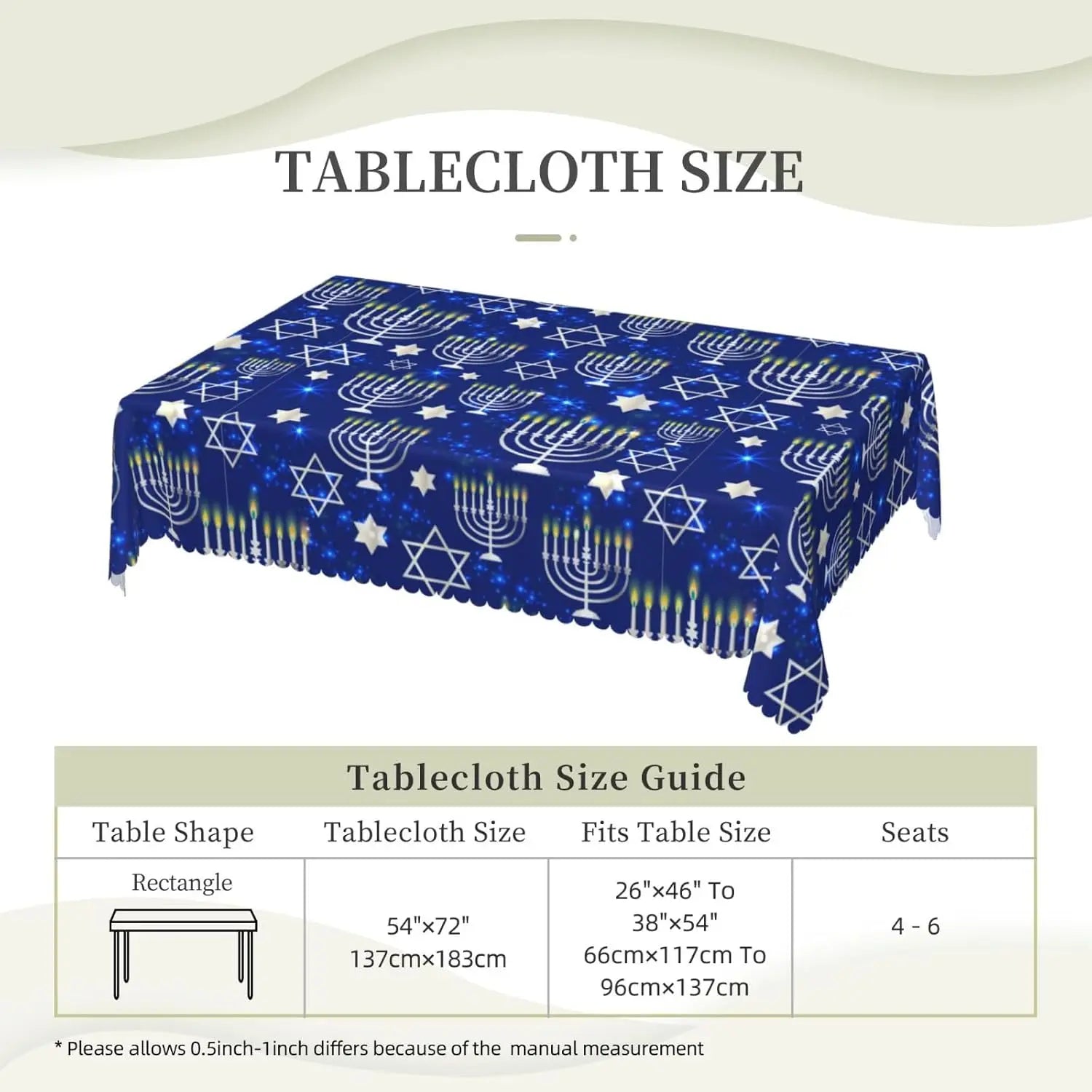 Jewish Happy Hanukkah Menorah rectangle Tablecloth