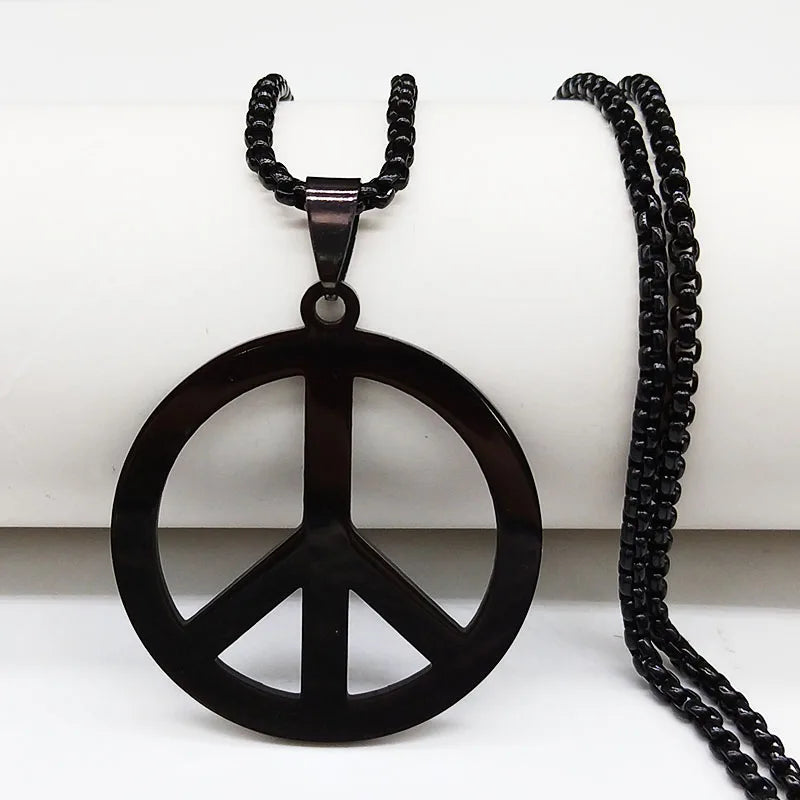 Goth Punk Peace Sign Symbol Pendant Necklace