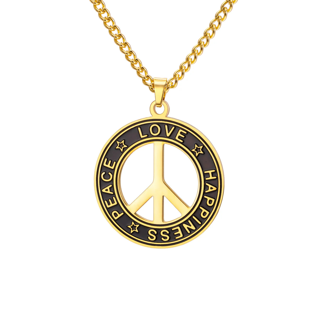 Peace Sign Choker for Men Stainless Steel Pendant Necklace