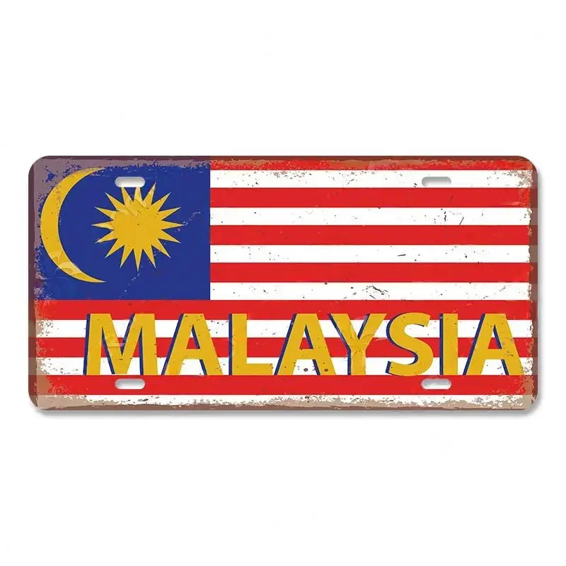 Myanmar Flag Aluminum Sign – Vintage Wall Decor