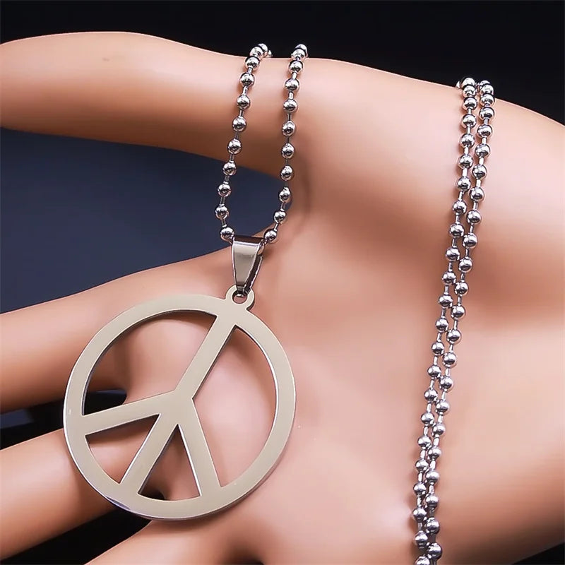 Peace Symbol Stainless Steel Chain Necklaces