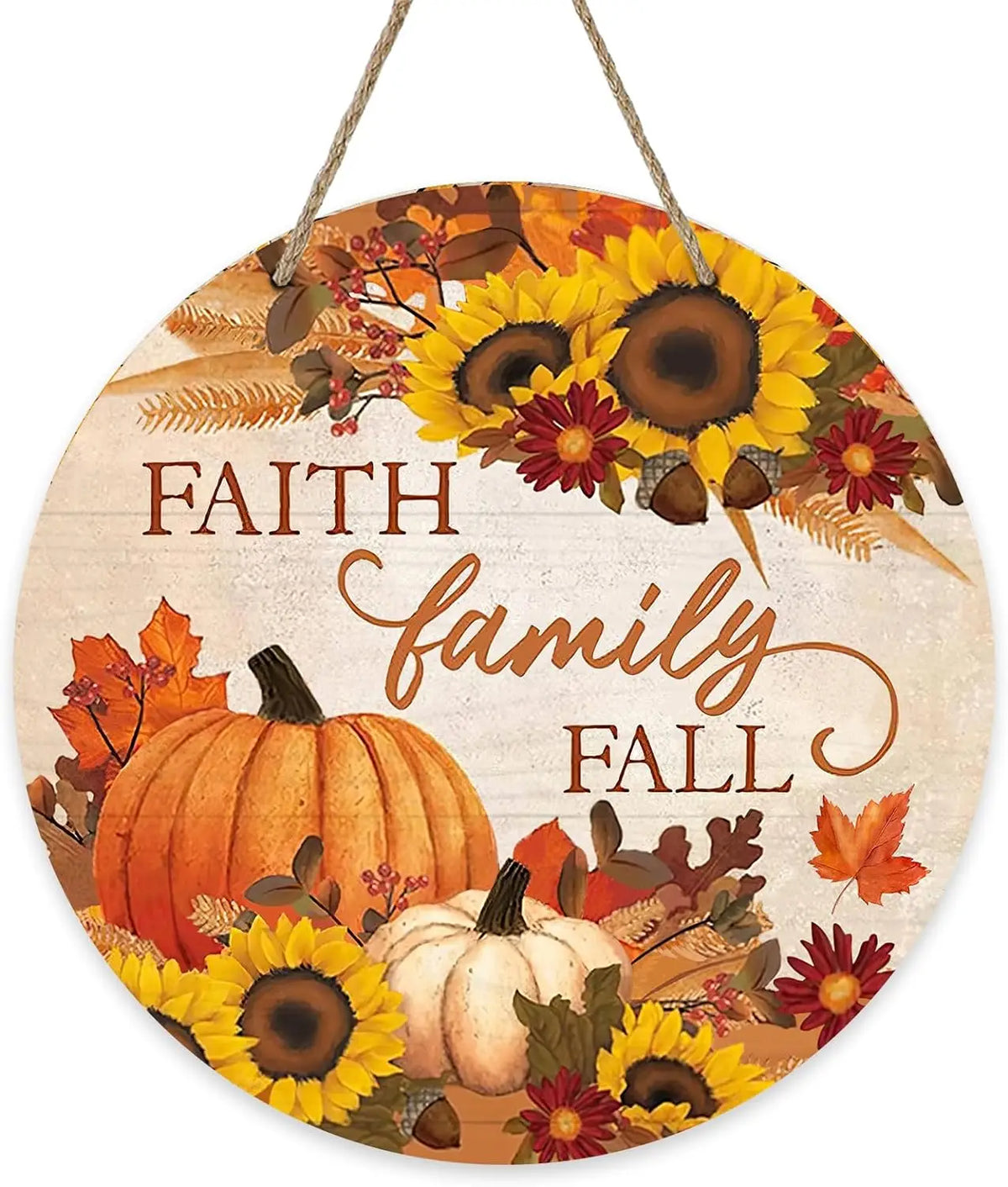 Hello Autumn Maple Leaf Pumpkin Sign