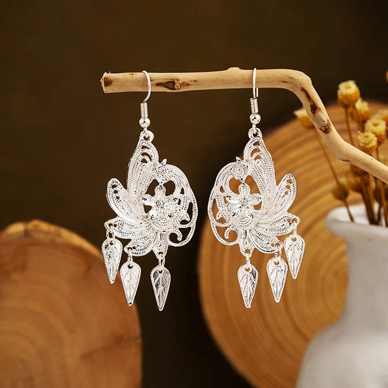 Ethnic Tibetan Silver Color Earrings