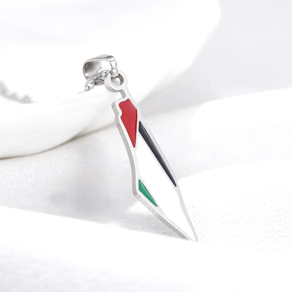Stainless Steel Map of Syria Pendant Necklace