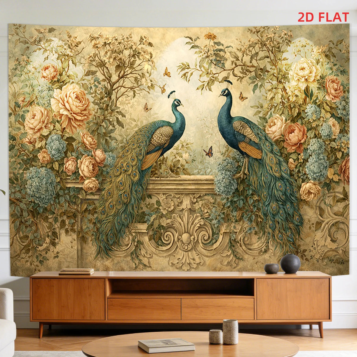 Peacock Roses Tapestry