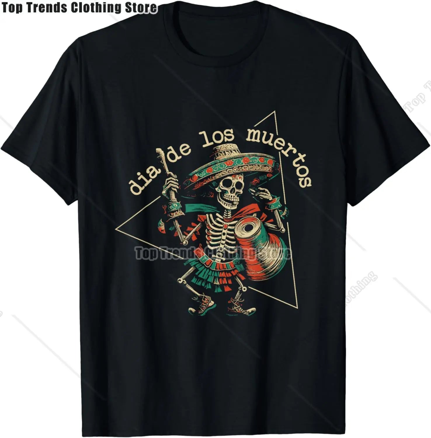 Cute Sugar Skull Cat Dia De Los Muertos Day of The Dead T-Shirt Mexican