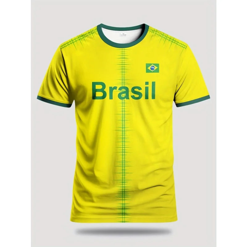 Brazil Football Pattern Tee Shirt