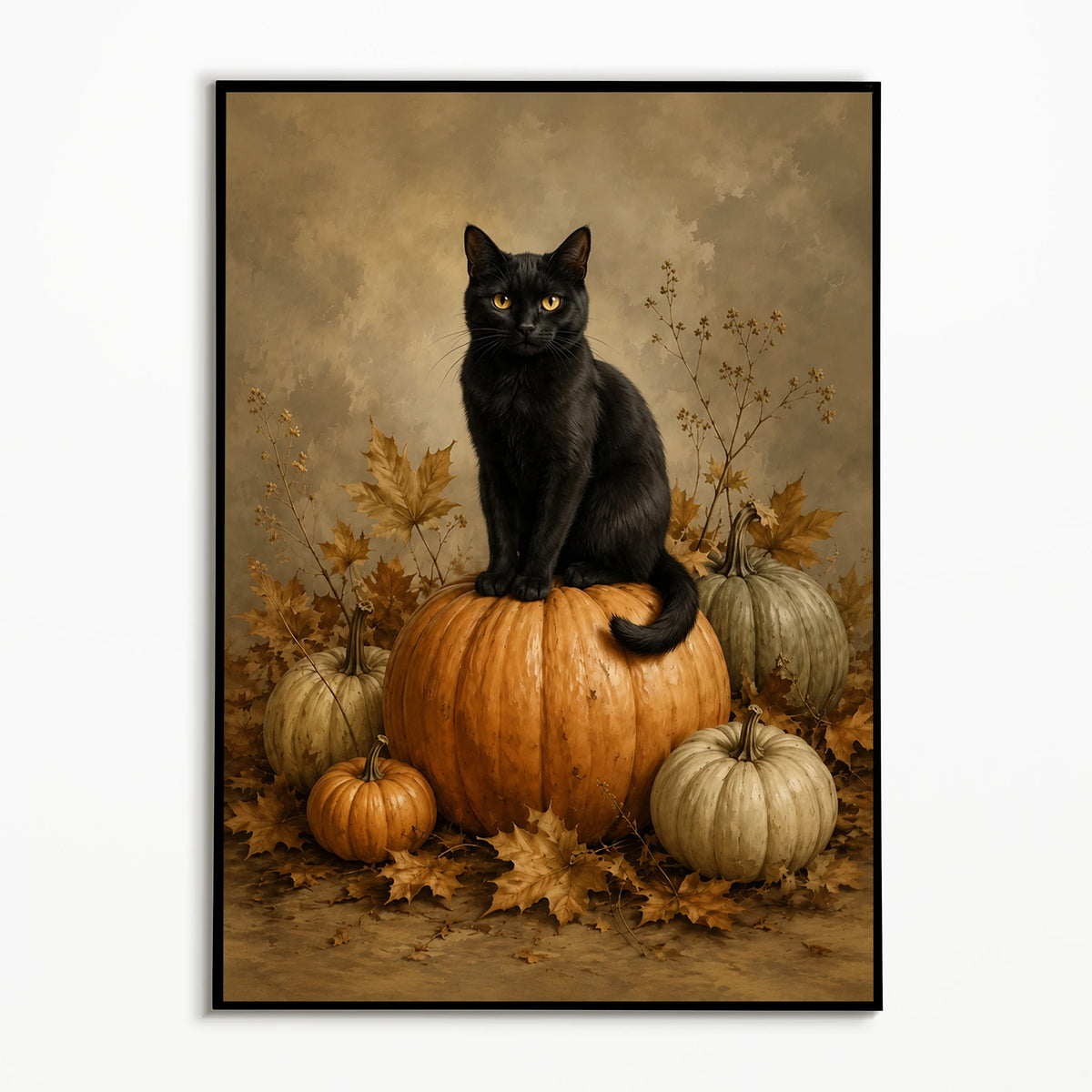 1PC Vintage Black Cat Pumpkin Poster