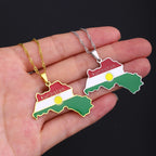 Kurdistan Map Flag Pendant Necklace
