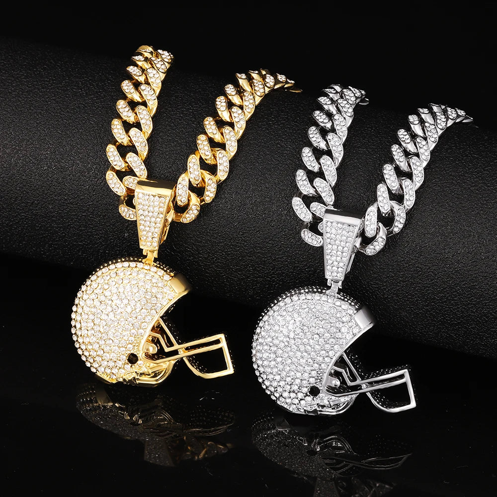 American Football Helmet Pendant Necklace
