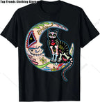 Cute Sugar Skull Cat Dia De Los Muertos Day of The Dead T-Shirt Mexican