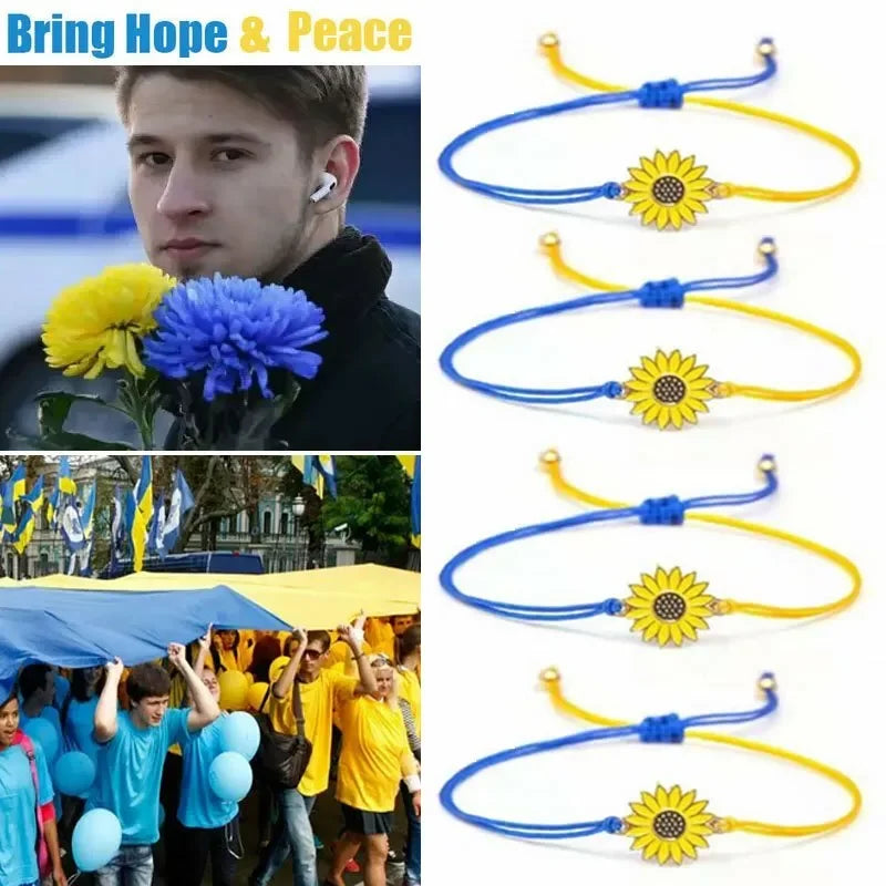 Handmade Blue & Yellow Ukraine Country Peace Love Bracelet