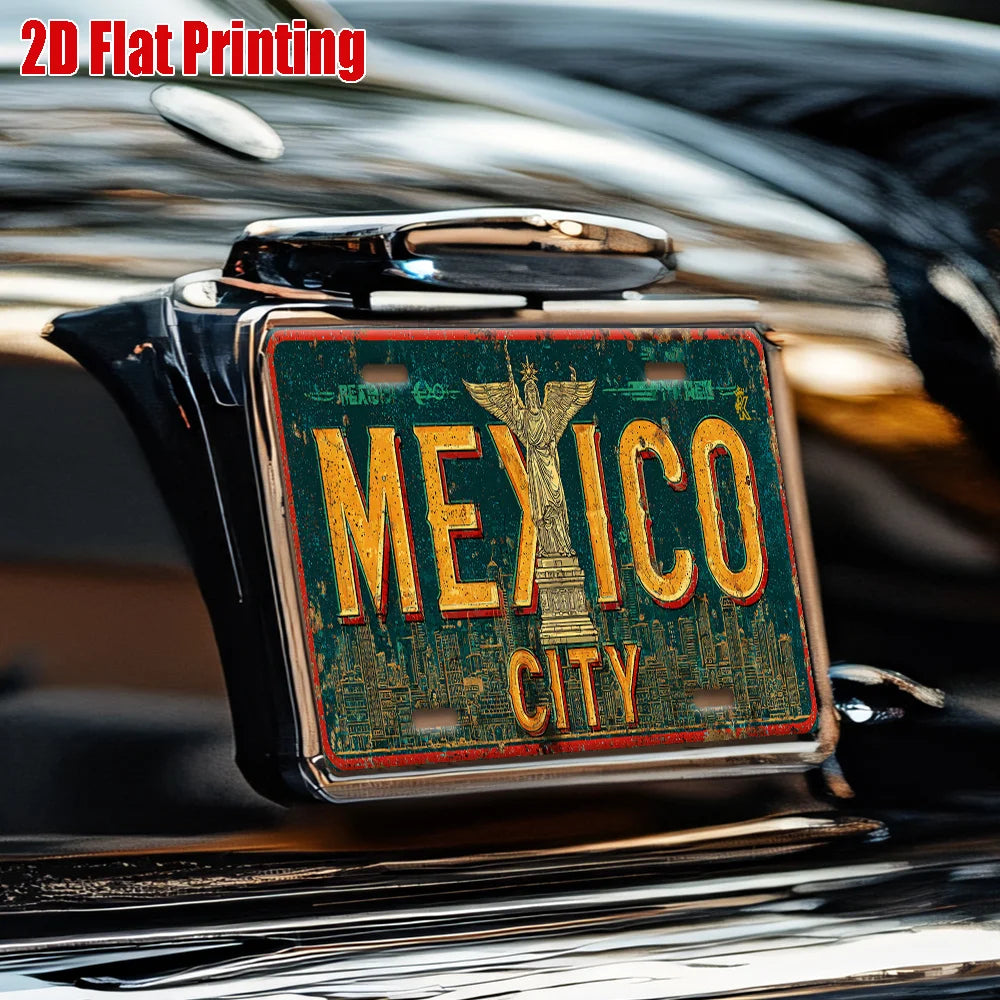 Mexico City Metal License Plate