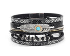 4Piece Jewelry: Woven Choker, Braided Bracelet, Feather Hairpin, Tassel Earrings - Tribal Boho