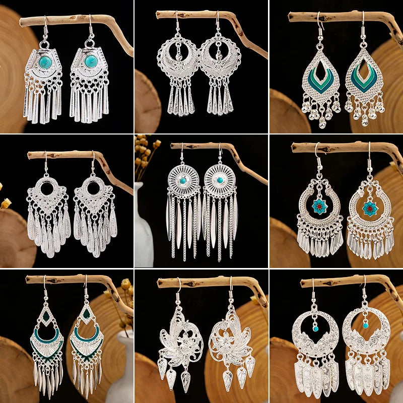 Ethnic Tibetan Silver Color Earrings