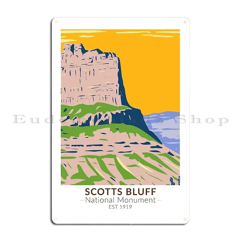 Scotts Bluff National Monument Nebraska Vintage Metal Poster