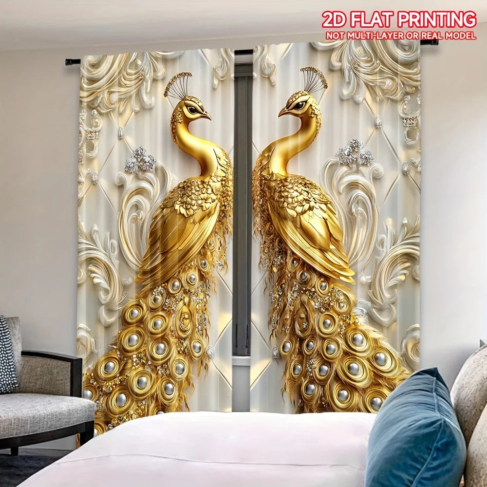 Golden Peacock Curtains