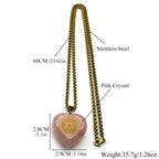 Pink Love Heart Crystal Hebrew Star of David Pendant Necklace