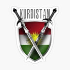 Kurdistan Map National Flag and Emblem Sticker