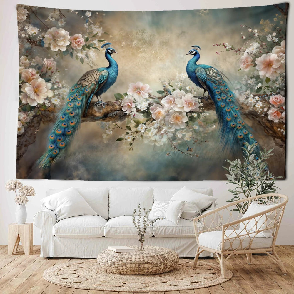 Vintage Peacock Tapestry