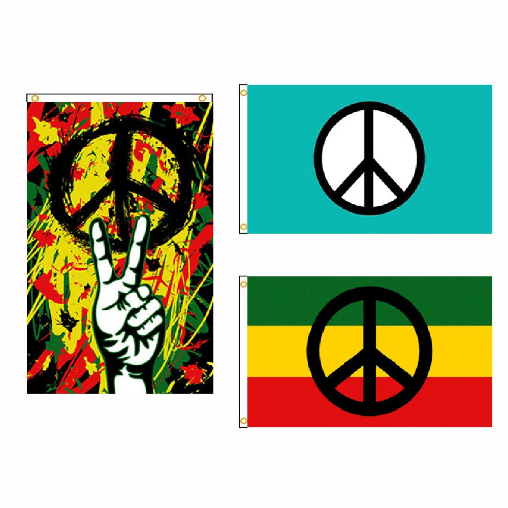 Peace Symbol Rasta Peace Flag