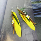 Tassel Dangling Earrings Leather Beads