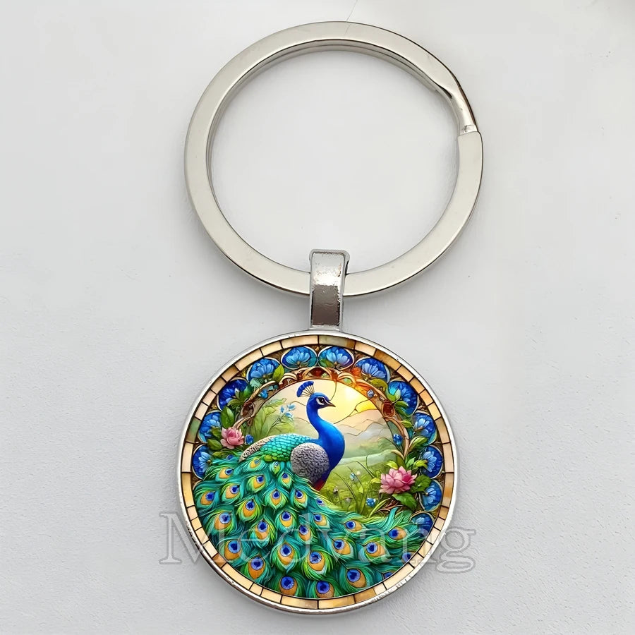 Beautiful Colorful Peacock Keychain